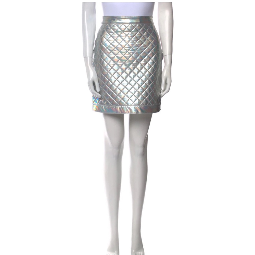 Balmain Holographic Quilted Skirt